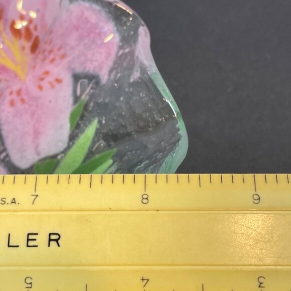 Fused Glass Floral Bowl Handmade Lily Design Colorful Decorative Plate 8.5" sign - Picture 7 of 8